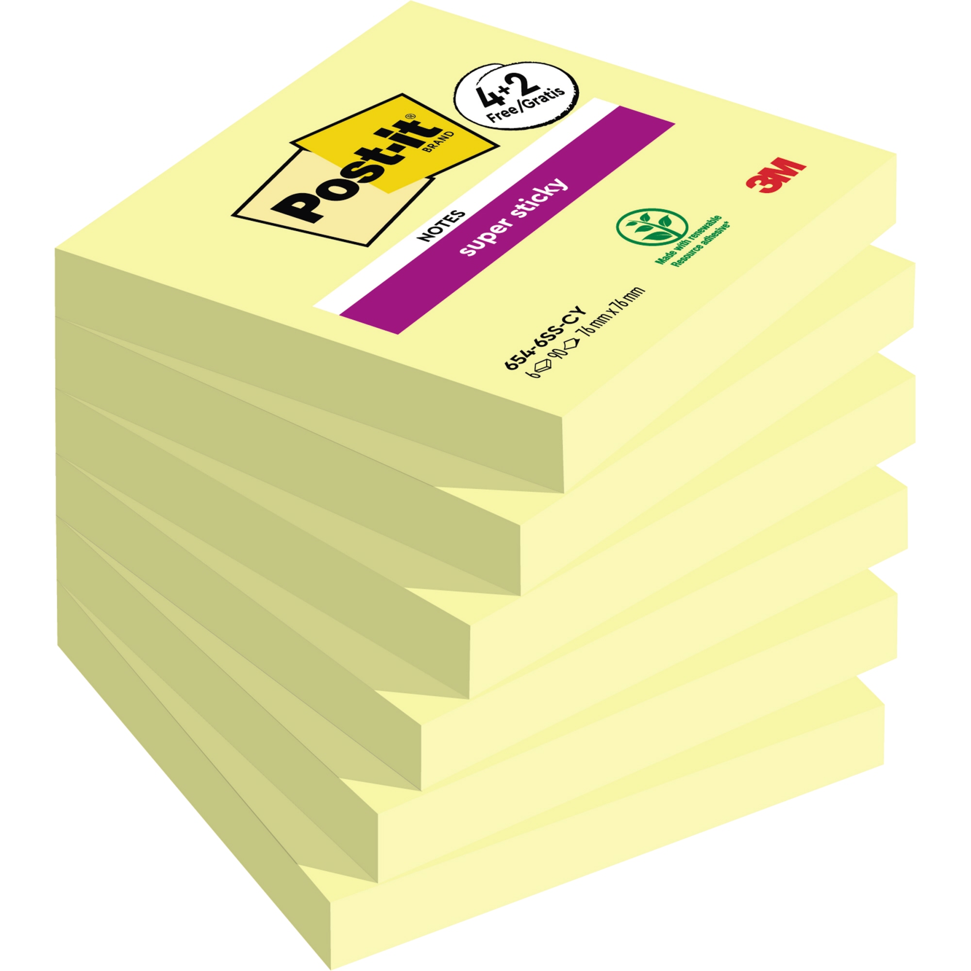 Post-it® Haftnotiz Super Sticky Notes 76 x 76 mm