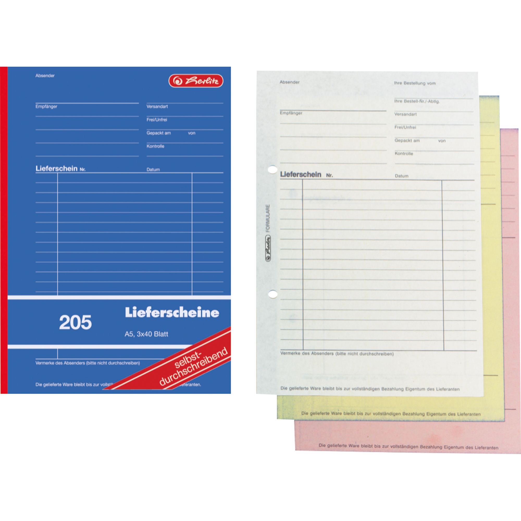 herlitz Lieferschein 205 A5 3x 40 Blatt