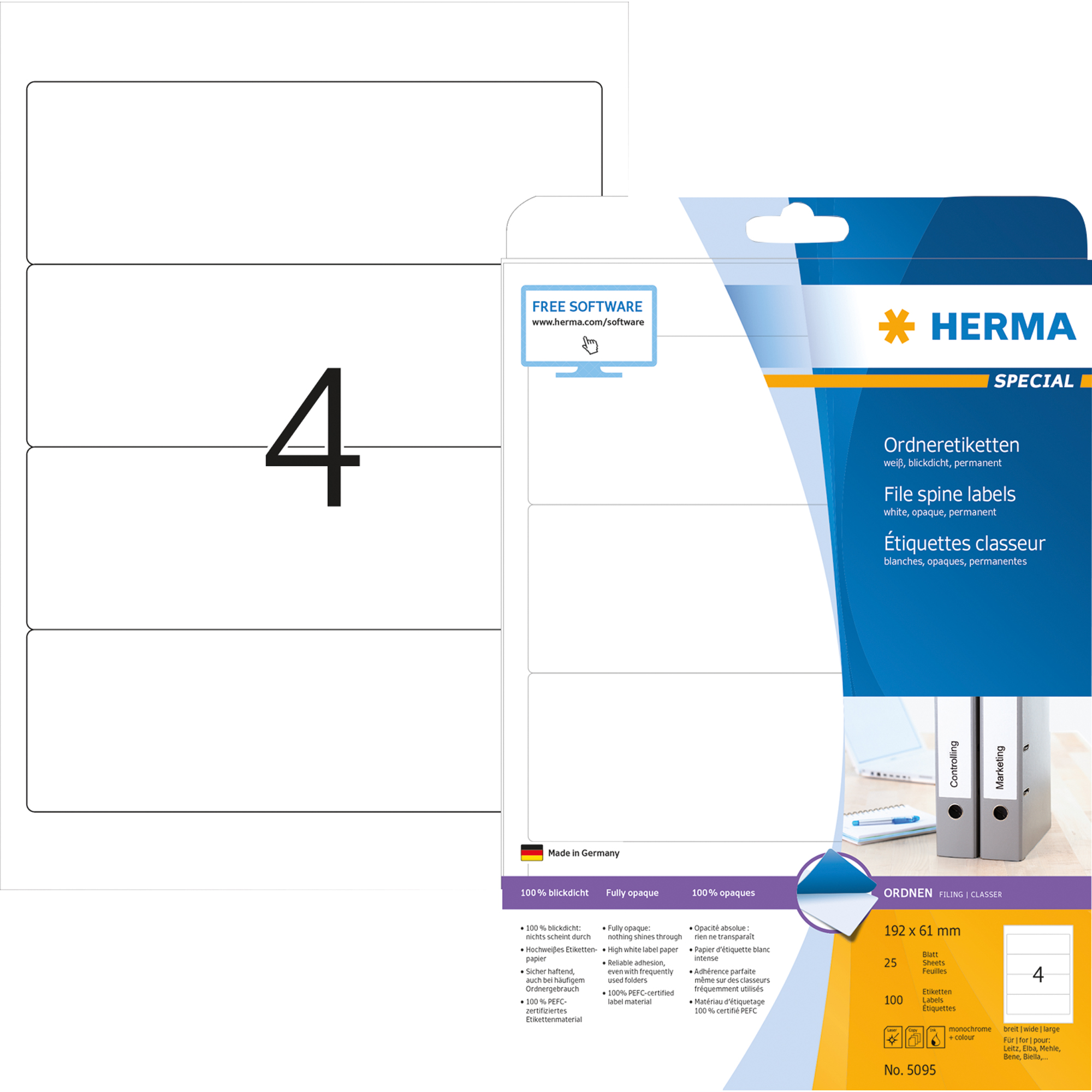 HERMA Rückenschild weiß FSC 100 % recyclingfähig