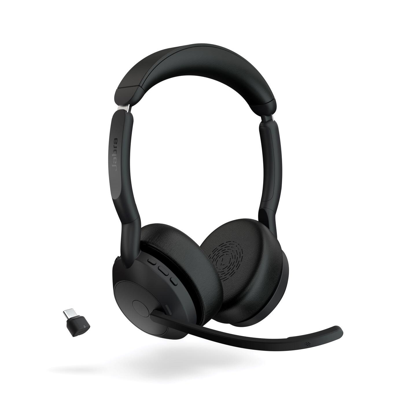 Jabra Headset Evolve2 55 On-Ear binaural kabellos Bluetooth USB-C Link 380c ANC ohraufliegend